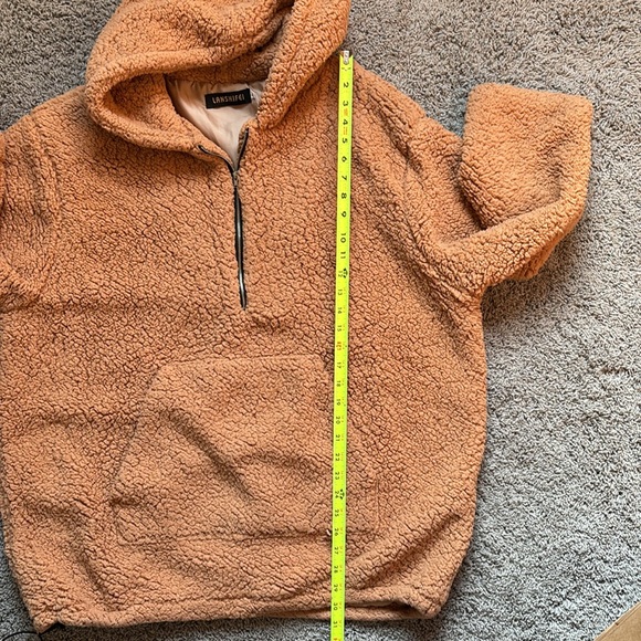 Lanshifei Oversized Fuzzy Sherpa Hooded Teddy Quarter Zip - Picture 7 of 11